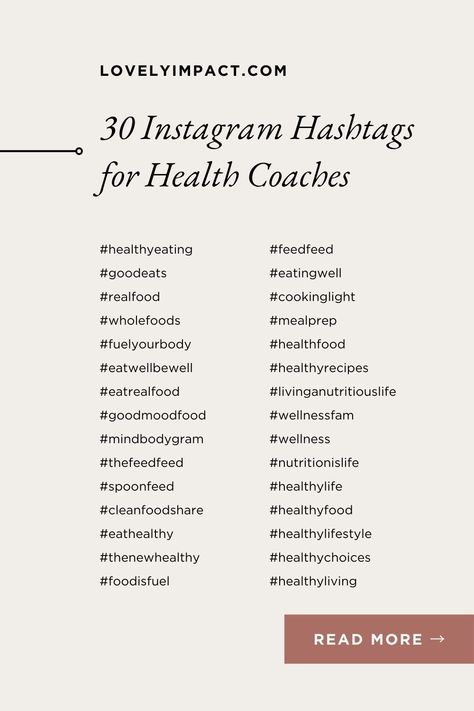 Hashtags For Nutrition, Starting A Nutrition Coaching Business, Wellness Coach Content Ideas, Instagram Bio Ideas Healthy Lifestyle, Daily Hashtags Social Media, Healthy Content Ideas For Instagram, Fitness Coach Content Ideas, Social Media Content Ideas For Yoga, Wellness Hashtags Instagram