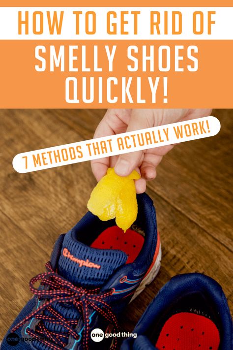 Smelly shoes or socks stinking up your house? Use these effective deodorizers and odor-eliminating remedies to banish a shoe smell fast. This is a natural way to stop smelly shoes that seem to be too common in summer! How To Remove Odor From Shoes, Get Smell Out Of Shoes, How To Get Your Shoes To Stop Smelling, Stinky Sandals Remedy, Shoes Smell How To Get Rid Of, Remove Smell From Shoes, How To Get Odor Out Of Shoes, How To Clean Smelly Shoes, How To Remove Smell From Shoes