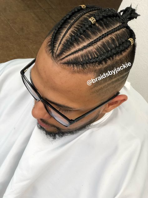 Man bun Bun Braids Hairstyles, Man Bun Braids, Men's Braids, Cornrows Men, Bun Braids, Boy Braids, Braids With Fade, Braided Man Bun, Braid Styles For Men