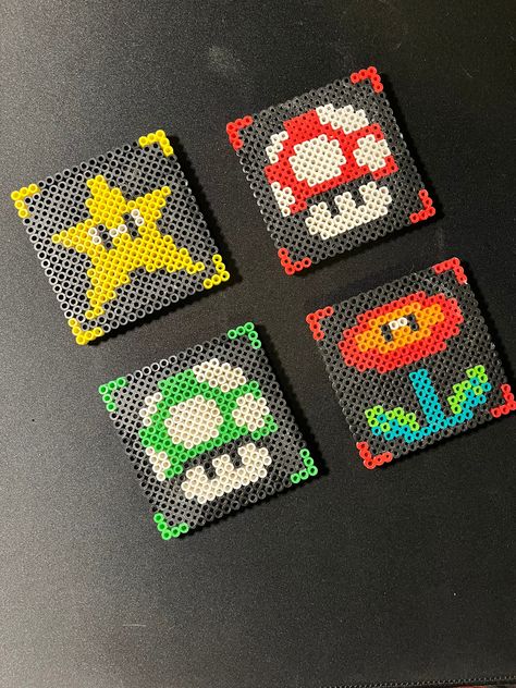 Perler Bead Coasters Patterns, Marvel Coasters, Coaster Perler Beads, Cork Coasters Diy, Perler Beads Coasters, Perlers Ideas, Hama Coaster, Perler Beads Small, Perler Bead Coaster