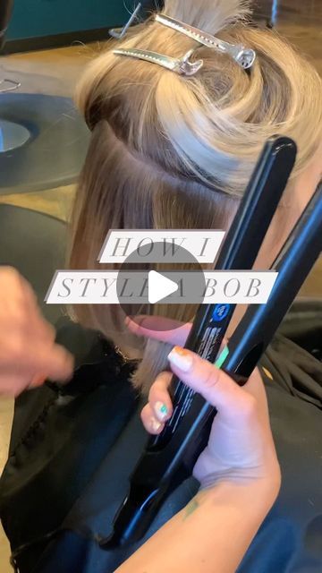 Short Hair Expert on Instagram: "How I style a soft finished bob.  Super easy 💁🏼‍♀️ you will need- -Flat Iron -1 1/4 curling iron  - @moroccanoilpro Dry Texture Spray   Follow along for the super easy how to. Make sure to allow the curls/ waves to cool down. I don’t ever comb through the curls. I will just tousle them a little. Enjoy  . . #moroccanoilpro #arcscissors #hairarchitect #btcteam #behindthechair_com #stylingtips #stylingvideo #bob #shorthair #hairbrained" Wave Curls Short Hair, Flat Iron Waves Short Hair, Flat Iron Curls Short Hair, Curling Iron Short Hair, Flat Iron Short Hair, Soft Curls Short Hair, Dry Texture Spray, Straight Bob Haircut, Short Hair Waves