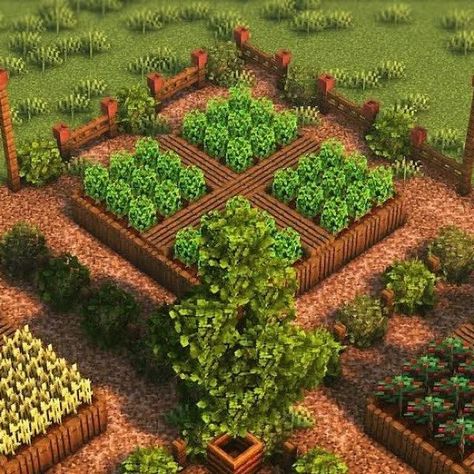 1,982 likes, 0 comments - Minecraft Builds & Tutorials ☁️ (@theminebuilds) on Instagram: "🥕Amazing Garden Design🪴 . . Credit: @pixelr.mc ~~~~~~~~~~~ @theminebuilds @theminebuilds ..." Small Farm Minecraft, Minecraft Countryside, Mc Farm Ideas, Minecraft Farm Decoration, Minecraft Farm Ideas Design, Minecraft Tunnel Entrance, Greenhouse Minecraft Ideas, Minecraft Lodge, Minecraft Stable Ideas