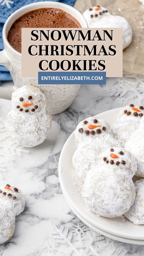 Snowman Christmas Cookies, Entirely Elizabeth, Red Velvet Oreo Cookies, Best Cookie Recipe Ever, Pecan Snowballs, Pecan Snowball Cookies, Vanilla Oreo, Snowman Treats, Snowball Cookie Recipe