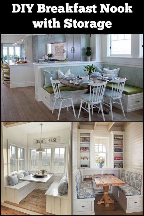 Built In Breakfast Nook With Storage, Small Dining Nook With Storage, Expanding Kitchen Into Breakfast Nook, Corner Table Dining Room, Dining Room With Breakfast Nook, Corner Breakfast Nook With Storage, Build In Breakfast Nook, Kitchen Nooks With Benches, Nook Tables Kitchen