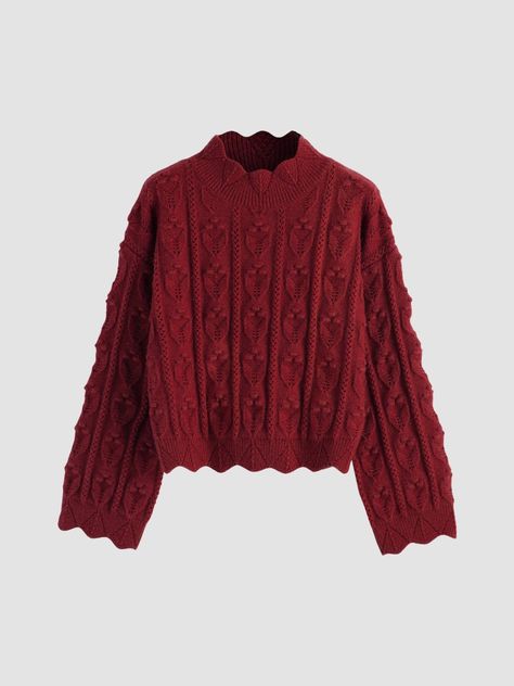 Red Cable Knit Sweater, Light Knit Sweater, Red Knit Sweater, Light Knit, High Neck Sweater, Oversized Knitted Sweaters, Knitted Tops, Round Neck Sweaters, Yellow Sweater