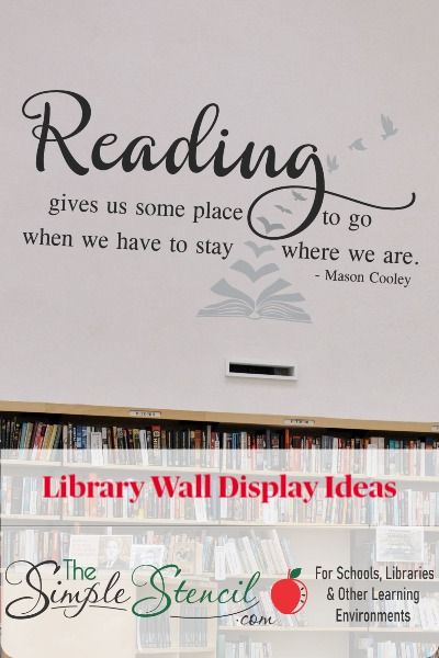 100's of wall display ideas for school or public libraries, classroom reading corners, book nooks, book stores, etc. Browse our large collection or design your own in our easy to use online design center. Large and small sizes, over 70 colors to customize online. Preview before you buy. Purchase orders accepted. High quality, satisfaction guaranteed. Made in the USA, since 2002. Quotes For Library, Library Walls, Library Wall Decor, Wall Display Ideas, Simple Stencil, Library Reading, Vinyl Wall Lettering, Removable Vinyl Wall Decals, Reading Wall