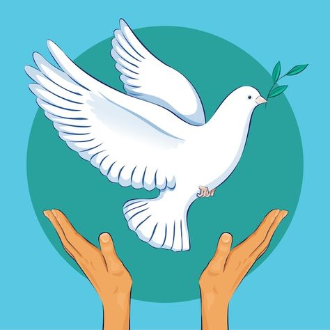 Peace dove and hands on a background of ... | Premium Vector #Freepik #vector #dove #peace-bird #peace #peace-dove Symbols Of Peace, Peace Education, Dove Peace, Blue Symbol, Peace Bird, Day Of Peace, Dove Of Peace, Symbol Of Peace, Dove Bird