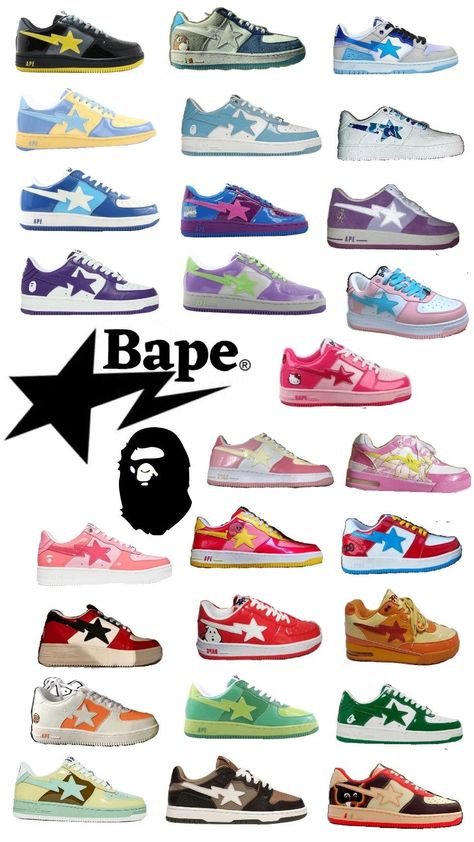 Bapestas Outfit, Bapesta Sneakers, Bape Clothing, Bapesta Shoes, Bape Shoes, Bape Sneakers, Pretty Sneakers, Air Jordan 2, Kitty Clothes