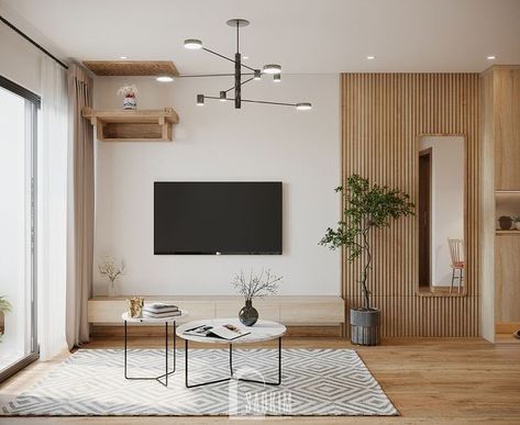 Minimalist Interior Design Living Room, Muji Living Room, Japandi Interiors Living Room, Muji Interior Design, Sao Kim, Living Room Japandi, Scandinavian Interior Living Room, Ruang Tv, Japandi Living Room