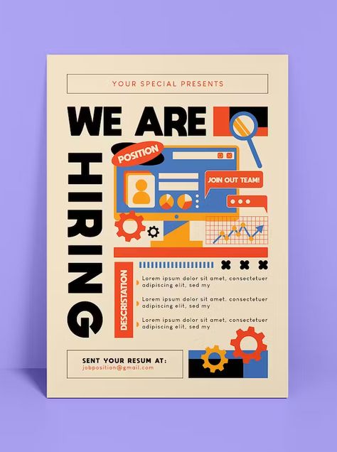 Academy Poster Design Ideas, Recruitment Ads Design, Recruitment Flyer Design, Were Hiring Poster, Flyer Design Inspiration Creative Ideas, Recruitment Poster Design Ideas, Flyer Design Inspiration Layout, Creative Recruitment Poster, Internship Poster