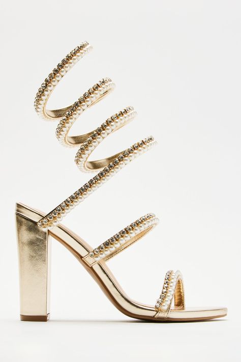 Gold And Silver Heels, Wrap Up Heels, Heels Gold, Gold Wrap, Silver Heels, Gold Fashion, Heel Shoes, Heeled Sandals, High Heel