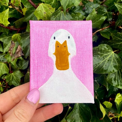 Silly Goose! 🪿 From one insanely detailed animal painting, to a super simple one 🤣 this cute little goosey is standing politely for his mugshot! On a cute pink background, this fun quirky little guy is the perfect addition to spice up a place in your home, or as a gift for a friend! At only £15 with FREE postage, you can find this piece on my Etsy ✨ LINK IN BIO ✨ What would you like to see me paint next? 🦓 Silly Goose Painting, Silly Paintings, Goose Painting, Cute Pink Background, Silly Goose, Animal Painting, Mug Shots, See Me, Super Simple