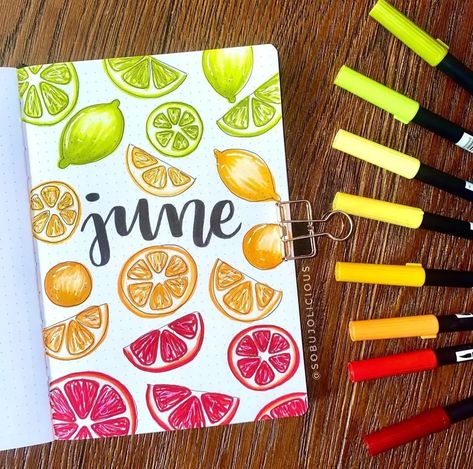 June bullet journal cover ideas to inspire your creativity - Her Blog Journal June Bullet Journal Cover Ideas, June Bujo Cover, Bujo Cover Ideas, June Bullet Journal Cover, June Bujo, June Bullet Journal, Journal Cover Ideas, Bullet Journal Month, Bullet Journal Monthly Spread