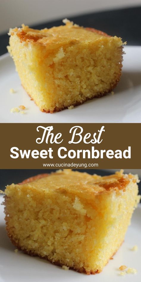 The Best Sweet Cornbread Recipe – CucinaDeYung Best Ever Cornbread Recipe, Easy Sweet Cornbread Recipe Jiffy, Sweet Yellow Cornbread Recipe, Dense Cornbread Recipe, Cornbread 9x13 Pan, Cake Like Cornbread Recipe, Home Made Cornbread Recipes, Moist Cornbread Recipe Homemade, Best Southern Cornbread Recipe