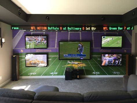 Sports Room Man Cave, Man Cave Designs, Football Man Cave, Best Man Caves, Sports Man Cave, Man Cave Games, Man Cave Design, 65 Mustang, Ultimate Man Cave