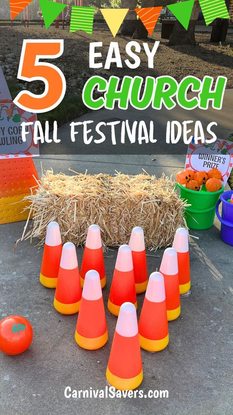 image shows church fall festival idea - candy corn bowling credit Carnival Savers Festival Games For Kids, Fall Festival Games For Kids, Church Fall Festival Ideas, Harvest Festival Games, Fall Festival Ideas, Harvest Party Games, Church Harvest Festival, Fall Carnival Games, Fall Festival Activities