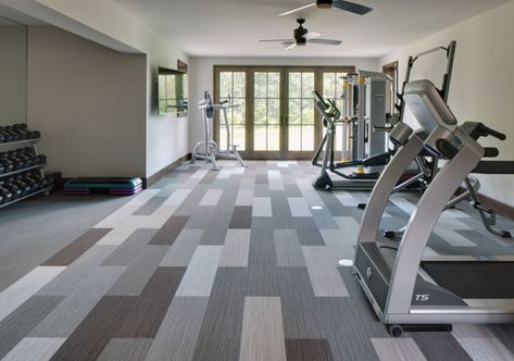 Best Home Gym & Workout Room Flooring Options | Home Remodeling Contractors | Sebring Design Build Modern English Tudor, Workout Room Flooring, Ruang Gym, English Tudor Homes, Home Gym Flooring, Green House Design, Basement Gym, Exercise Room, Latest House Designs