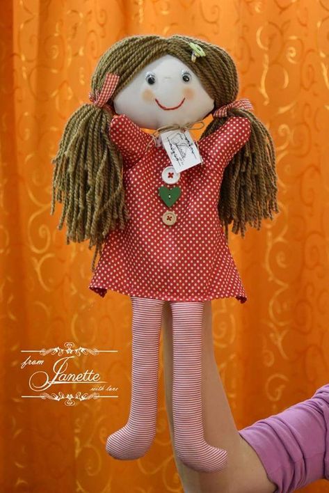 Girl puppet / Follow me on Etsy! Girl Puppets, Felt Puppets, Glove Puppets, Puppets Diy, Puppet Crafts, Puppet Theater, Knitting Patterns Toys, Puppet Show, Girly Drawings