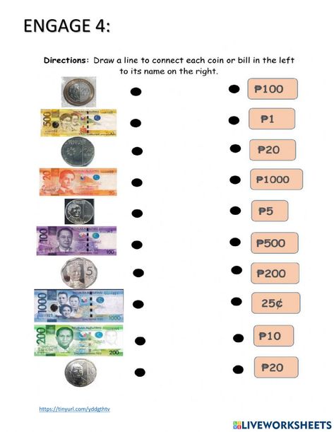 Money Worksheets For Kindergarten, Philippines Money Pictures, Philippine Money, Money Kindergarten, Hard Mazes, Colouring Activities, Adding Money, Money Worksheets, Counting Money