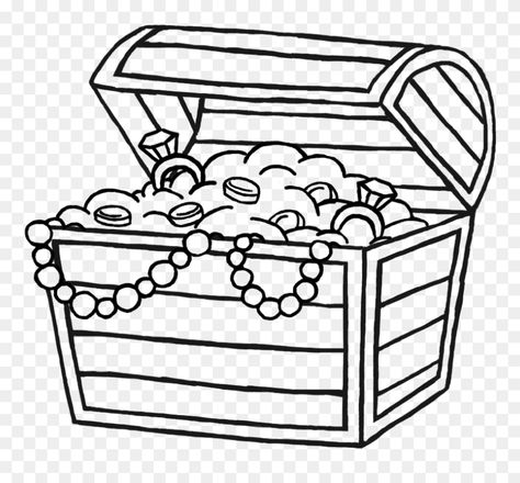 Cartoon Treasure Chest, Treasure Chest Clipart, Pirate Coloring Pages, Pirate Crafts, Pirate Treasure Chest, Pirate Treasure, Drawing Templates, Cartoon Coloring Pages, Clipart Black And White