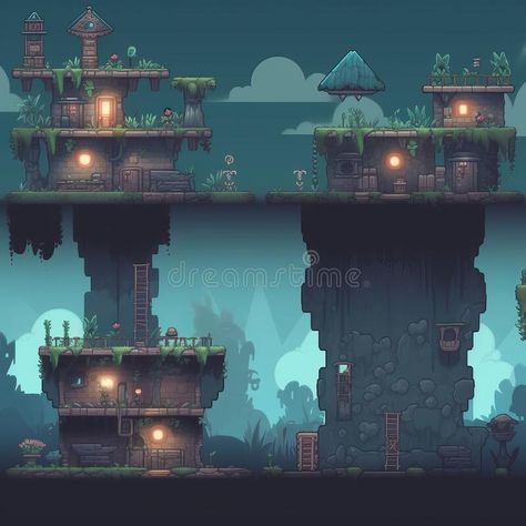 2d Game Assets For Inside-style Platform Games royalty free stock images 2d Platformer Background, 2d Platform Game Level Design, 2d Game Art Style, Platform Game Level Design, Platformer Game Design, 2d Game Assets, 2d Platformer Level Design, Game Assets 2d, 2d Platform Game