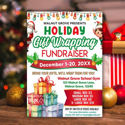 Wrapping Paper Fundraiser, Gift Wrapping Fundraiser Ideas, Christmas Fundraiser Ideas, Gift Wrap Fundraiser, Gift Wrapping Fundraiser, Diy Holiday Gift Wrapping, Fun Fundraisers, Church Fundraisers, Wrapping Techniques