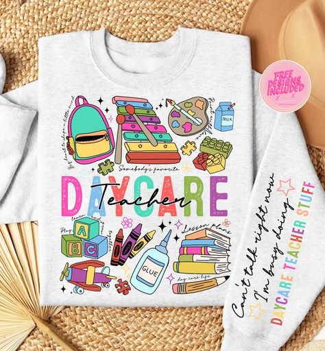 Daycare Teacher Shirts, Teacher Shirts Svg, Funny Teacher Quotes, Teacher Doodles, Stuff Png, Women Shirt Designs, Teacher Quotes Funny, Teacher Accessories, Cute Teacher Outfits