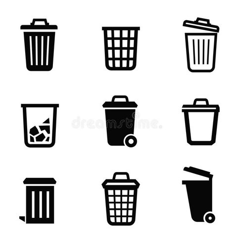 Trash can icon. Vector black trash can icon on white background , #AFF, #Vector, #icon, #Trash, #black, #background #ad Black Trash Can, Tattoo Trash, Sign System, Trash Can For Car, Bullet Journal Aesthetic, Black And White Background, Vintage Logo Design, Ipad Art, Game Logo