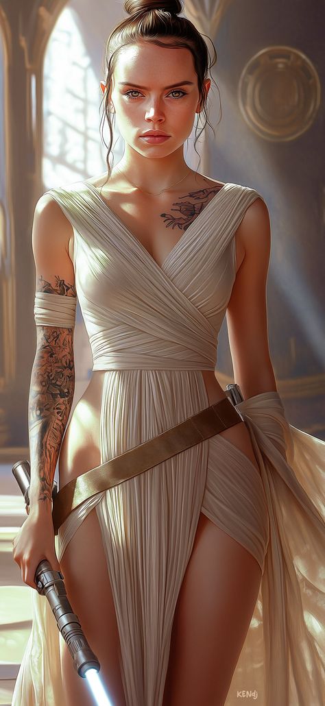 Rey Star Wars Art, Asajj Ventress Art, Jedi Knight Concept, Star Wars Women Fanart, Female Warrior Drawing, Leia Organa Fanart, Star Wars Ahsoka Hot, Star Wars Girl, Star Wars Art Drawings