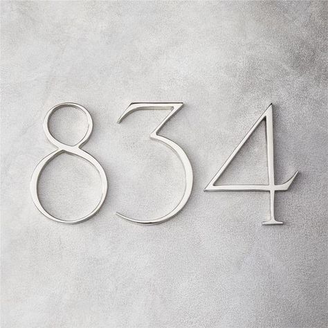 Modern Colonial Exterior, Traditional House Numbers, Modern Black House, Number Ideas, Modern Colonial, Metal House Numbers, Modern Serif Fonts, Modern Serif, Modern House Number