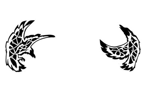 Huginn and Muninn, for front shoulders.  (Odin's Ravens - 'thought' and 'memory') Muninn And Huginn Tattoo, Thought And Memory Ravens Tattoo, Huginn Muninn Tattoo, Hugging And Muninn, Huggin Muninn Tattoo, Odens Ravens, Hugin And Munin Tattoo, Odins Ravens Tattoo, Huginn And Muninn Tattoo