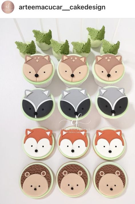 Woodland Cake Pops, Woodland Cupcakes, Babby Shower, Woodland Animals Party, Cupcake Toppers Template, Woodland Bunny, Woodland Cake, Woodland Birthday Party, Twin First Birthday