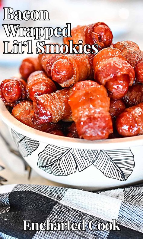 Bacon Wrapped Smokies with a touch of brown sugar sweetness are a perfect crowd-pleasing appetizer for game days, holidays, and gatherings. Recipes With Little Smokies, Little Smokies Wrapped In Bacon, Brown Sugar Smokies, Lil Smokies Recipes, Wrapped Smokies, Bacon Wrapped Sausages, Smokies Recipe, Bacon Wrapped Smokies, Sausage Appetizers