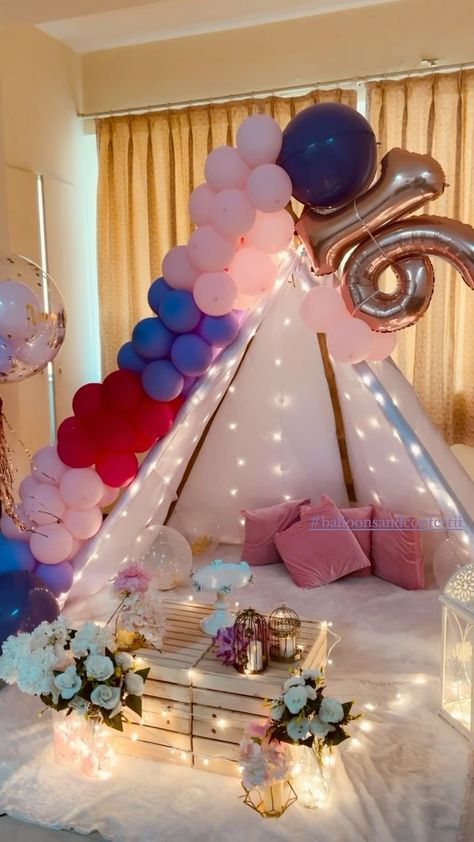 Diy Tent Sleepover Party, Tent Birthday Decoration, Tent For Birthday Party, Birthday Tent, Sleepover Tents, Sleepover Birthday, Diy Tent, Sleepover Birthday Parties, Simple Birthday Decorations