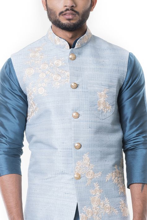 Blue Kurta Men, Black Churidar, Roka Ceremony, Mens Light Jacket, Indian Wedding Clothes For Men, Nehru Jacket For Men, Wedding Kurta, Wedding Kurta For Men, Wedding Vest