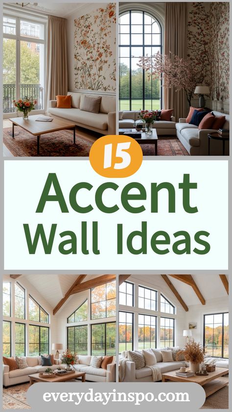 Get some inspo for stunning accent walls for your living room with this guide. Large Wall Design Living Room, Tiled Living Room Wall, Accent Walls With Windows, Wall Treatments Living Room, Accent Wall Guide, Living Room Wall Inspiration, Accent Wall Ideas Living Room, Wallpaper Accent Wall Living Room, Wall Architecture Design