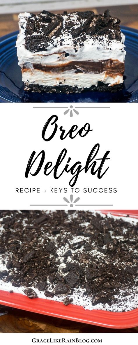 Oreo Cream Cheese Dessert, Oreo Lush, Oreo Delight Dessert, Oreo Delight Recipe, Oreo Delight, Chocolate Caramel Slice, Delight Dessert, Lush Recipes, Oreo Desserts