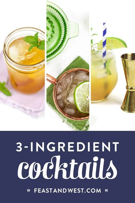 When you're short on time, three ingredient cocktails are the answer. These 12 easy drinks require minimal mixing but are still so delicious. (via feastandwest.com) Three Ingredient Cocktails, Irish Mule Recipe, Cranberry Champagne Cocktail, Summer Entertaining Recipes, Basic Cocktails, Short Recipes, Brandy Cocktails, Frozen Lemon, Best Cocktail Recipes