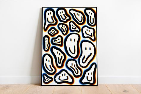 Smile Canvas Painting, Color Illusion Art, Acrylic Painting Trippy, Optical Illusions Drawings, Optical Illusion Paintings, Recycled Ideas, Color Illusions, Illusion Paintings, Trippy Wall Art