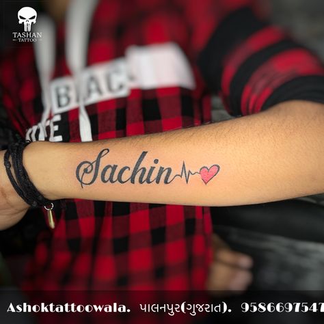 TashanTattoo AshokTattooWala S.20. Tirupati plaza Opp. New bus stand Near gd modi collage Palanpur (gujrat) 9586697547 9687533310 Heartbeat Name Tattoo, Boyfriend Name Tattoos For Women, Heartbeat Tattoo With Name, Boyfriend Name Tattoos, Name Tattoo Design, Baby Tattoo Designs, Girls Tattoos, Cute Drawings Of Love, Baby Tattoo