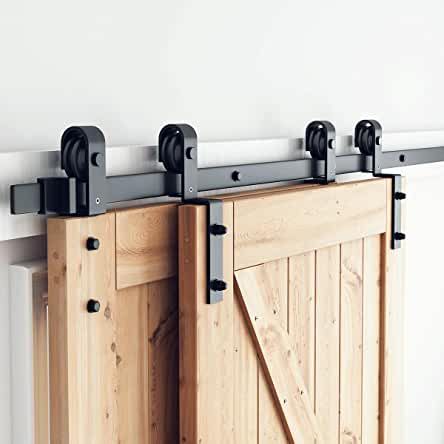 Deur Makeover, Interior Board, Pintu Interior, Bypass Barn Door Hardware, Double Sliding Barn Doors, Bypass Barn Door, Barn Door Closet, Diy Sliding Barn Door, Barn Door Kit