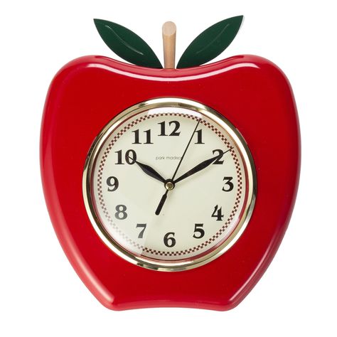 PRICES MAY VARY. 9" Clock. 3 Dimensional Apple Clock. Large black bold numbers against white face creates easy viewing Silent movement mechanism to ensure a quiet environment. Precise quartz movements to guarantee accurate time Sturdy plastic case and glass lens, makes it easy to clean and keeps dust away from dial The perfect wall clock for an office, classroom, bedroom, bathroom and any room in your home Lightweight & Easy To Hang. Uses 1 "AA" battery - not included (Note: Plus side of your ba Red Wall Clocks, Apple Kitchen Decor, Red Delicious Apples, Home Office Furniture Sets, Apple Decorations, Kitchen Clocks, Kitchen Wall Clocks, Apple Shaped, Kitchen Design Decor