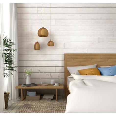 Installing Wallpaper, Wallpaper Flooring, Wood Shiplap Wall, Wood Shiplap, Shiplap Boards, Shiplap Accent Wall, Wall Planks, Shiplap Wall, White Shiplap