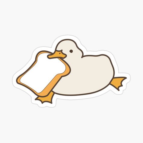 Get my art printed on awesome products. Support me at Redbubble #RBandME: https://www.redbubble.com/i/sticker/Cute-duck-with-bread-yellow-funny-kawaii-animals-by-Yulmsss/102406435.EJUG5?asc=u Duck Holding Bread Drawing, Duck Stickers Printable, Cute Duck Stickers, Cute Yellow Stickers, Sticker Ideas Funny, Duck Drawing Cute, Cool Stickers Art, Cute Duck Art, Cute Sticker Ideas