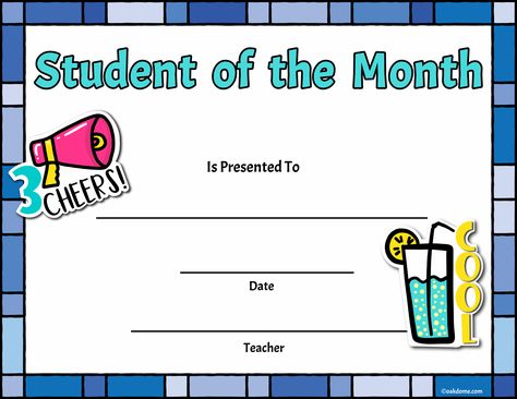 Motivation Cards For Students, Student Of The Month Ideas, Star Of The Month, School Award Certificates, Montessori Calendar, Reward Ideas, Certificate Layout, Teacher Classroom Supplies, Student Certificates