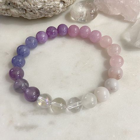 Pink And Purple Bracelet, Handmaid Jewelry, Gemstone Accessories, Crystals Purple, Ombre Bracelet, Purple Beaded Bracelets, Crystal Bead Jewelry, Stretchy Beaded Bracelet, Healing Gemstone Bracelets