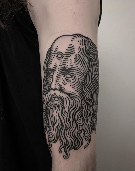 Plato Tattoo, Etching Tattoo, Los Angeles Tattoo, Woodcut Tattoo, Engraving Tattoo, La Tattoo, Nyc Tattoo, London Tattoo, September 16