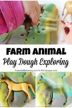 Farm Animal Play Dough Exploration for Preschool Preschool Farm Theme, Farm Week, Farm Animals Preschool, Farm Animals Activities, Preschool Farm, Farm Theme Preschool, Animal Lessons, Farm Animal Crafts, Farm Unit