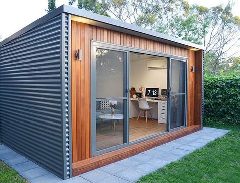 Are you considering building an office shed.  Commonly referred to as a "she shed", office sheds can make working from home an utter delight.  #officeshed #officeshedideas #officeshedbackyard #backyardoffice #backyardstudio Shed Office Ideas, Garden Office Ideas, Shipping Container Office, Office Shed, Shed Office, Studio Shed, Modern Shed, Container Office, Backyard Studio