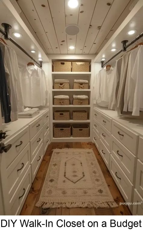 Discover how to create a stylish and organized walk-in closet on a budget. Our DIY tips will help you revamp your space without breaking the bank. Closet On A Budget, Diy Walk In Closet, Rustic Closet, Organizing Walk In Closet, Master Closet Design, House Closet, House Addition, Closet Hacks, Walk In Closet Design